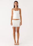 Siren Beaded Sequin Mini Skort White
