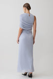 Adrienne Lurex Knot Maxi Skirt Pastel Blue