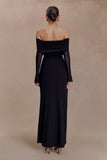 Josie Off Shoulder Mesh Maxi Dress Black