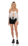 Mesh Off Shoulder Top in White