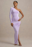 Astra Lavender One Shoulder Asymmetric Maxi Dress