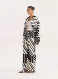 Black And White Abstract Print Satin Trouser