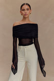 Dahlia One Shoulder Top Black