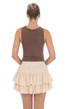 Dotted Ruffle Skort in Beige