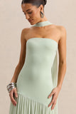 Bambi Mint Bandeau Maxi Dress With Scarf Detail