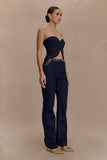 Meryl Lace Up Denim Jean Indigo Blue