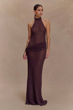 Reece Halter Knit Maxi Dress Chocolate