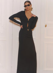 Black Hardware Detail Cut Out Maxi Dress