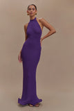 Melodie Halter Knit Maxi Dress Purple