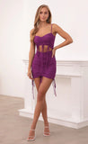 Ruched Cutout Dress in Purple