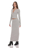 Ribbed Maxi Skirt in Grey
