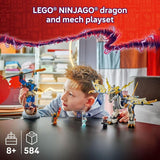 LEGO NINJAGO Rogues Mech Dragon Rider Building Toy Dragons Rising Play Set 4 Ninja Toy Minifigures for Boys Girls Ages 8 2 Ways to Build Play Gift Idea for Birthdays 71843