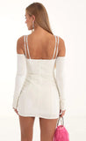 Velvet Cutout Dress and Gloves in White