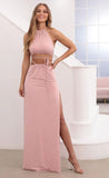 Ruched Halter Set in Dusty Pink