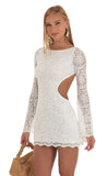 Lace Long Sleeve Dress in White