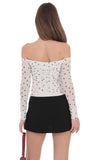 Polka Dot Off Shoulder Ruched Top in White