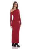 Off Shoulder Long Sleeve Maxi Dress in Red