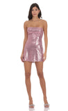 Sequin Strapless Dress in Pink Rose