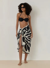 Black And Cream Printed Sarong Bora