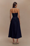 Caroline Denim Halter Midi Dress Indigo Blue