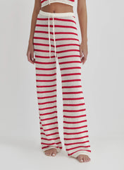 Red And White Striped Knitted Trouser