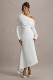 Lou White One Shoulder Asymmetric Maxi Dress