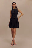 Mackenzie Sleeveless Pleated Mini Dress Black