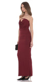 Draped Cutout Maxi Dress in Burgundy