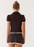 Bennett Button Up Top Toffee Stripe