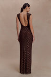Samara Sleeveless Diamante Maxi Dress Chocolate