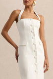 Steph White Halter Neck Tailored Maxi Dress
