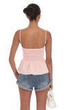 Gingham Peplum Top in Pink