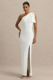 Kiri White One Shoulder Bow Maxi Dress
