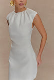 Ariana Pleated Neck Mini Dress Ivory