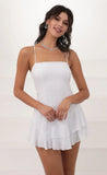 Asymmetrical Frill Dress in White