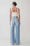 Sebastian Straight Leg Denim Jeans With Fray Hem Washed Light Blue