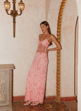 Akira Beaded Maxi Dress Pink Orange