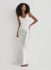 White Embellished Trim Branded Vest Top