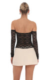 Off Shoulder Lace Flyaway Top in Black