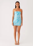 Moorey Beaded Mini Dress Blue