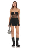 Lace Cutout Strapless Dress in Black