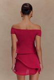 Haisley Off Shoulder Knit Top Raspberry