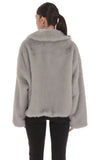 Zip Up Faux Fur Jacket in Grey