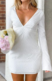 Winston White Polka Dot Long Sleeve Mini Dress