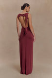 Henley Slinky Drape Maxi Dress Wine