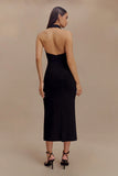 Annita Crepe Halter Midi Dress Black