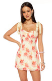 Bambi Yellow and Pink Floral Print Mini Dress