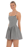 Pearl Charm Flare Dress in Gingham Print