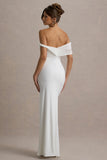 Alonza White Twisted Bardot Maxi Dress