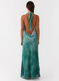 Nerissa Cowl Neck Maxi Dress Green Tie Dye